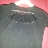 Дамска блуза с къс ръкав черна с камъчета, снимка 2 - Тениски - 15125928