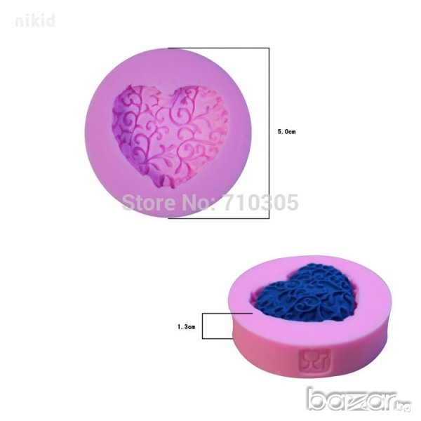 сърце с разклонения силиконов молд форма за украса торта с фондан шоколад, снимка 1