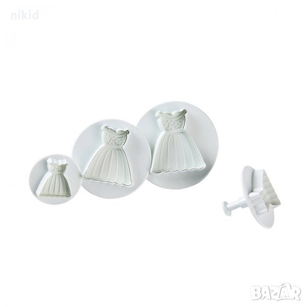 4 големи рокли рокля релеф с бутало пластмасови резци за сладки бисквитки фондан, снимка 1