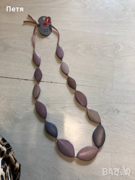 Дървен гердан в лилаво, снимка 1