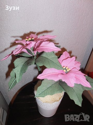 Коледна звезда, снимка 5 - Изкуствени цветя - 23726685