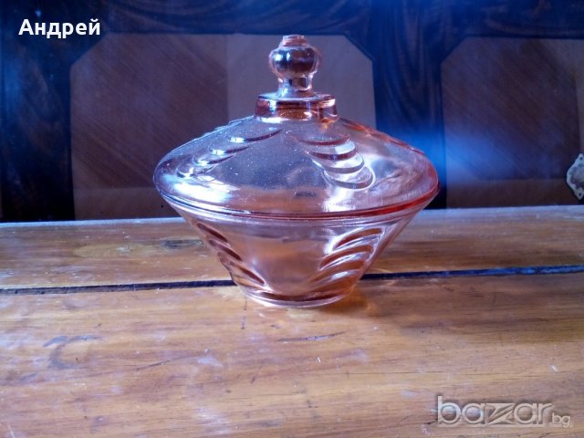 Стъклена захарница, снимка 2 - Антикварни и старинни предмети - 19739415