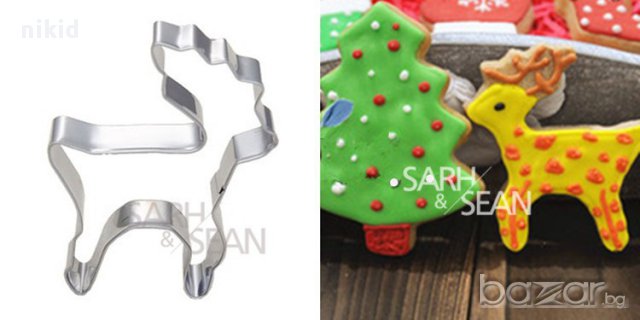 5 бр коледни снежинка елен Снежен човек дядо Коледа бастунче метални форми резци за тесто фондан, снимка 6 - Форми - 12935332