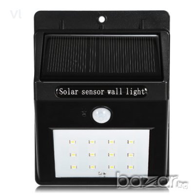 Соларна , 20/25/40 LED лампа за стенен монтаж с PIR датчик за движение, снимка 4 - Лампи за стена - 21101485