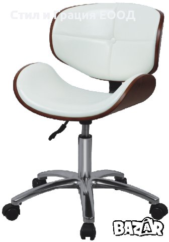 Козметичен/фризьорски стол - табуретка с облегалка Hera -черна,бяла,бежова,сребриста, снимка 1