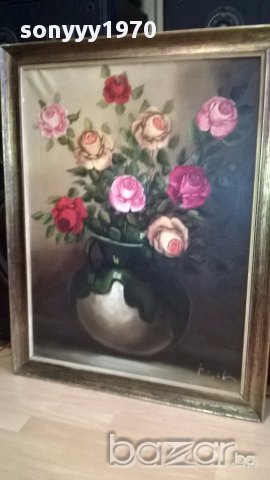 Hhijll-огромна испанска картина 92/71см-внос канарите, снимка 8 - Антикварни и старинни предмети - 16069640