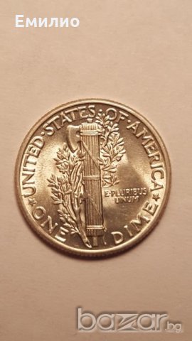 BUnc  MERCURY DIME 1944 Philadelphia Mint. WW2 ERA, снимка 2 - Нумизматика и бонистика - 19840040