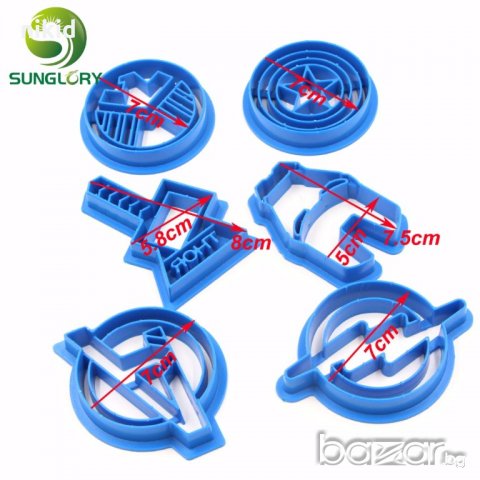 6 бр лого герои Железният човек Айрън мен Капитан Америка резци резец форма форми Avengers , снимка 2 - Форми - 19656658