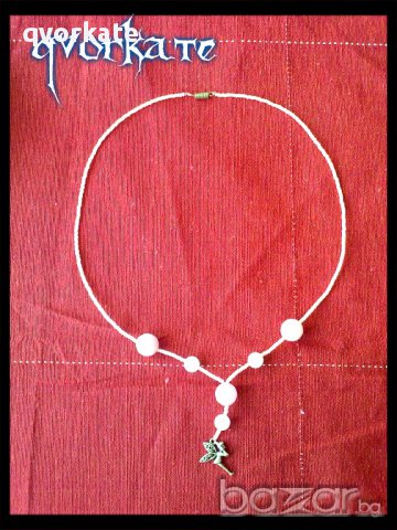 Гердан от розов кварц с елемент Фея, снимка 2 - Колиета, медальони, синджири - 12553991