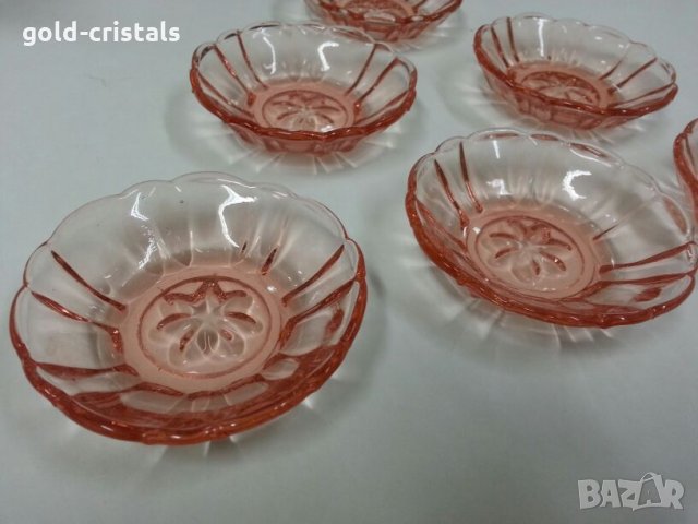 Стъклени чинии чинийки розово стъкло, снимка 9 - Антикварни и старинни предмети - 25176553