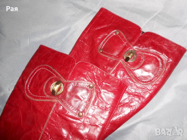 Елегантни кожени ботуши Fiorelli червени със златни елементи , снимка 8 - Дамски ботуши - 23847632