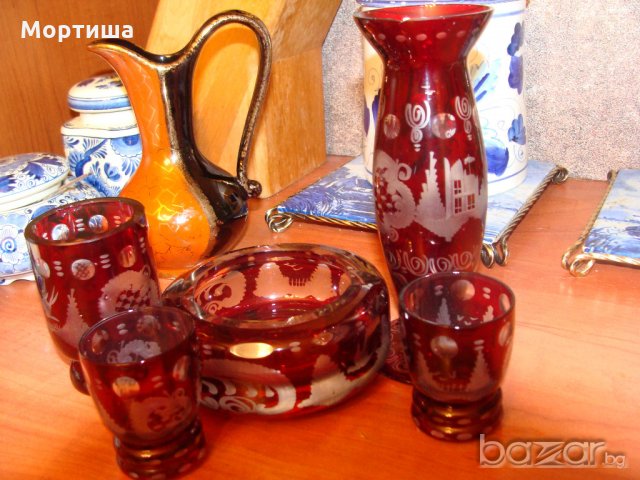  Кристален комплект рубин разпродажба , снимка 2 - Антикварни и старинни предмети - 21195428