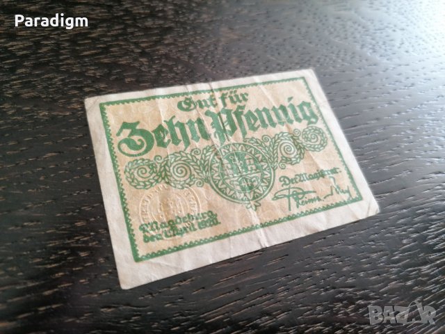 Банкнота нотгелд - Германия - 10 пфенига, снимка 3 - Нумизматика и бонистика - 25927979
