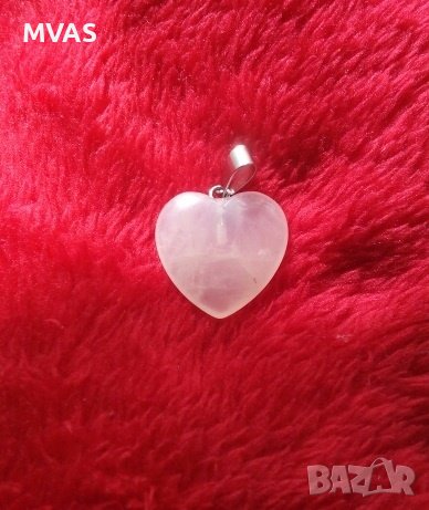 Посребрено колие Сърце Розов кварц Подарък за жена, снимка 3 - Романтични подаръци - 22615618