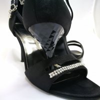 Черни дамски обувки на ток тип диамант с кристали, 39 номер, абитуриентска/ бал, снимка 2 - Дамски обувки на ток - 22226179