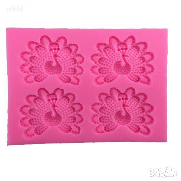 4 пауна паун от точки силиконов молд форма декорация торта фондан шоколад и др., снимка 1