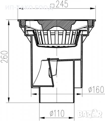 Канализационен сифон с чугунена решетка - прав , снимка 2 - Строителни материали - 22755260