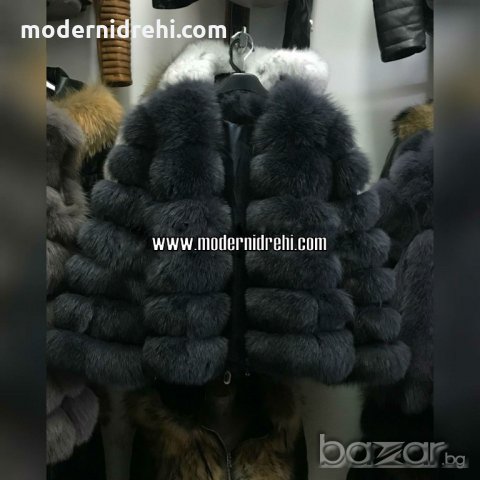 Дамско луксозно палто от лисица черно, снимка 1 - Палта, манта - 20429185