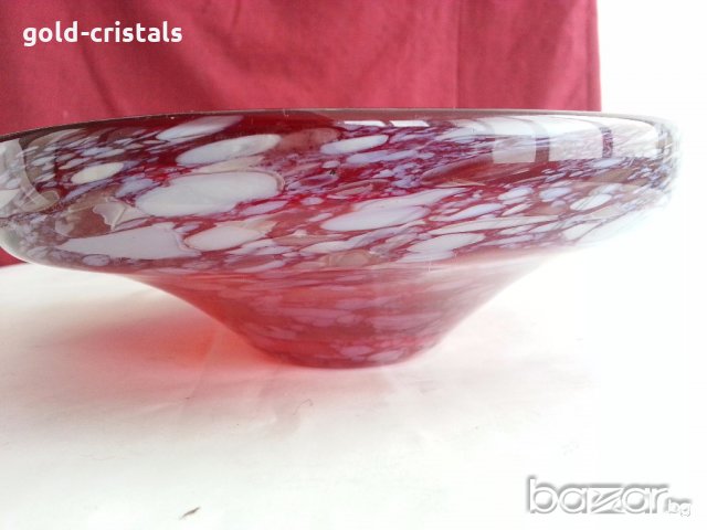 Кристална червена купа, снимка 2 - Антикварни и старинни предмети - 20026744