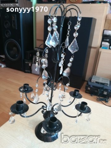 немски свещник с висулки-метален-55х35см-внос швеицария, снимка 2 - Антикварни и старинни предмети - 20892036