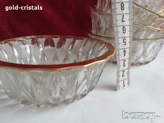кристални купички с златен кант, снимка 3 - Антикварни и старинни предмети - 20416901