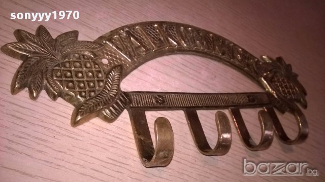 Valkommen-мед/месинг-28х13см-закачалка-внос швеицария, снимка 3 - Антикварни и старинни предмети - 17135734