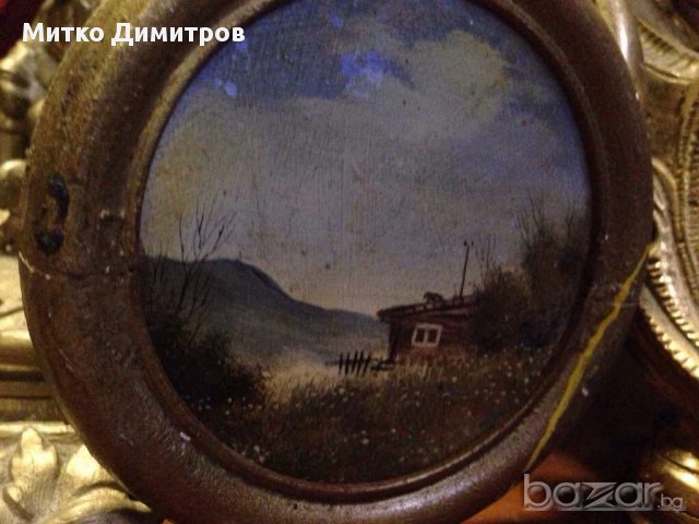 Картина стар малък пейзаж от руски автор-неподписан, снимка 2 - Картини - 10439559