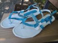 Нови кокетни синьо-бели кожени дамски сандали / летни обувки "Free Sun", естествена кожа, чехли, снимка 5