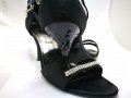 Черни дамски обувки на ток тип диамант с кристали, 39 номер, абитуриентска/ бал, снимка 2