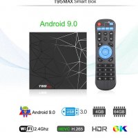 Жироскоп Гласов Контрол T95MAX 4GB RAM 32/64GB ROM Android 9 3D 6K TV Box WiFi BT4 H.265 Медиа Плеър, снимка 1 - Плейъри, домашно кино, прожектори - 24862190
