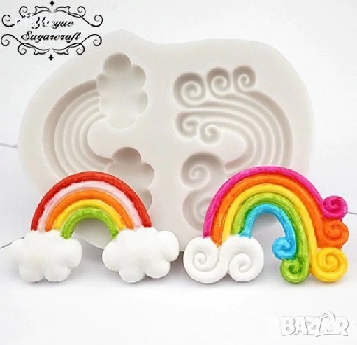 2 Дъги Дъга силиконов молд форма украса торта фондан шоколад и др, снимка 1