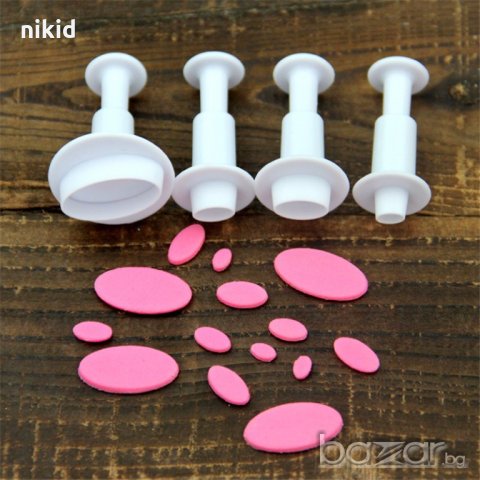 3 4 бр овал овални елипс резци за фондан тесто сладки резци с бутало резец форма форми