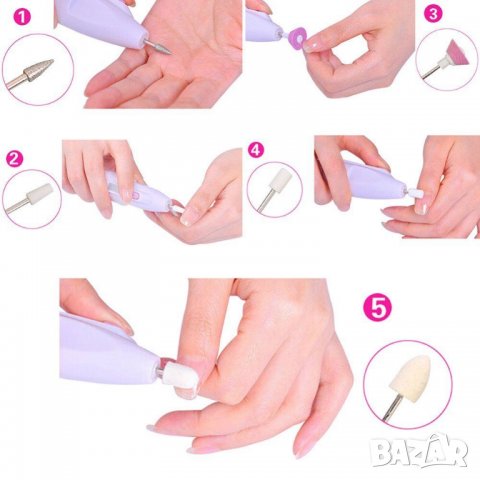 Безжична машинка за маникюр и педикюр с 5 приставки +калъфче и ръководство, снимка 4 - Продукти за маникюр - 23527670