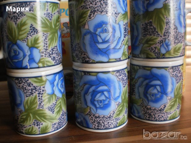 Стилни малки чашки за кафе на сини рози, снимка 2 - Сервизи - 11295877