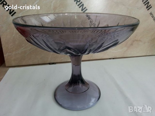 антикварна купа фруктиера цветно лилаво стъкло, снимка 4 - Антикварни и старинни предмети - 26107103