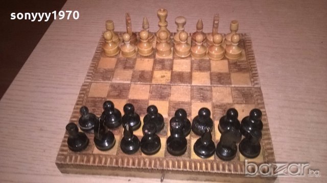 стар шах 17х17см-дървен, снимка 9 - Колекции - 19547537