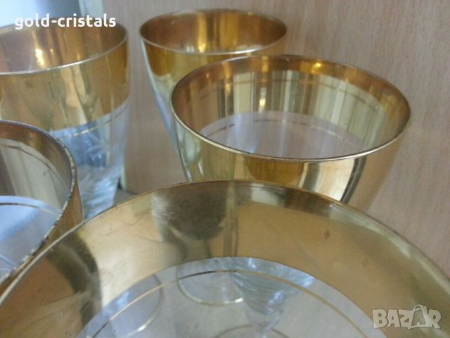 Ретро стъклени чаши за вино с много позлата, снимка 11 - Антикварни и старинни предмети - 22383019