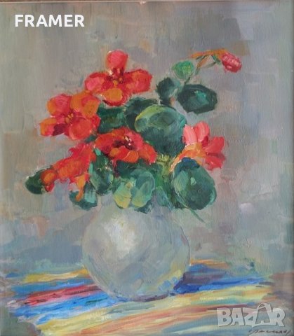 Картина Стоян Василев Натюрморт латинки м.б.1937г. ОРИГИНАЛ, снимка 2 - Картини - 23936429