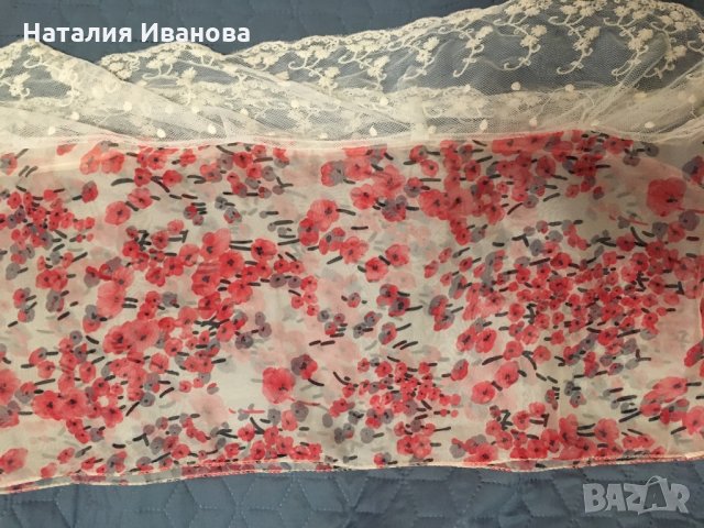 Красив дамски шал с флорални мотиви, снимка 6 - Шапки - 25865304