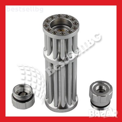 Мощен син акумулаторен лазер 5000mW 5 приставки пука балон запалва клечка кибрит цигара батерии 1634, снимка 5 - Други игри - 24178223