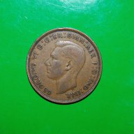 1 пени Великобритания 1944  ВСВ ,голяма монета Рядка, снимка 2 - Нумизматика и бонистика - 13404442
