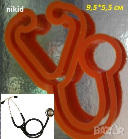 стетоскоп лекарски слушалки слушалка лекар пластмасов резец форма за тесто бисквитки фондан украса , снимка 1