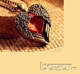 колие сърце с  ангелски крила, снимка 1