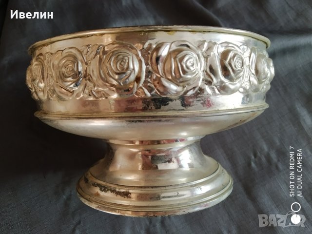 посребрен метален съд арт деко, снимка 3 - Антикварни и старинни предмети - 25852508