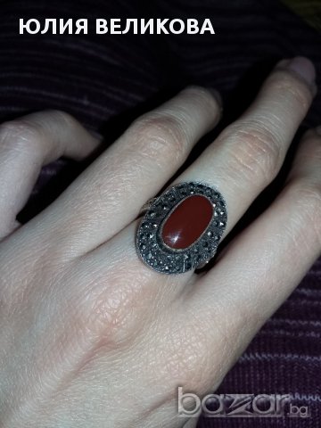 Масивен сребьрен лот с карнеол и маркезити, снимка 8 - Бижутерийни комплекти - 11333621