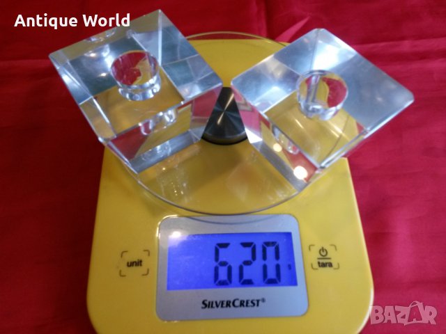 Комплект Свещници Кристално Стъкло , снимка 5 - Антикварни и старинни предмети - 24988473