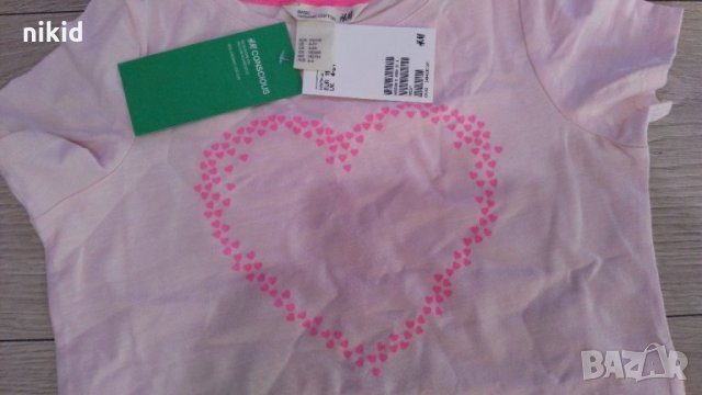 HM H&M ХМ детска розова тениска сърца сърце, снимка 2 - Детски тениски и потници - 21663116