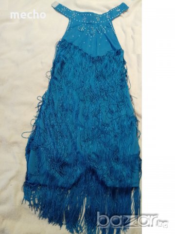 Нов наличен костюм за танци с ресни – светло син , снимка 2 - Детски комплекти - 20157841
