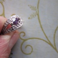 Страхотен посребрен  пръстен  с аметист, снимка 3 - Пръстени - 23705881