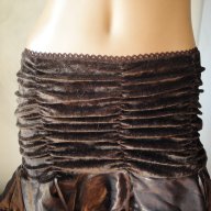 Нова ефектна кафява дамска пола, поръбена с естествена заешка кожа с косъм (тип "туту"), рокля,заек, снимка 6 - Поли - 8730064